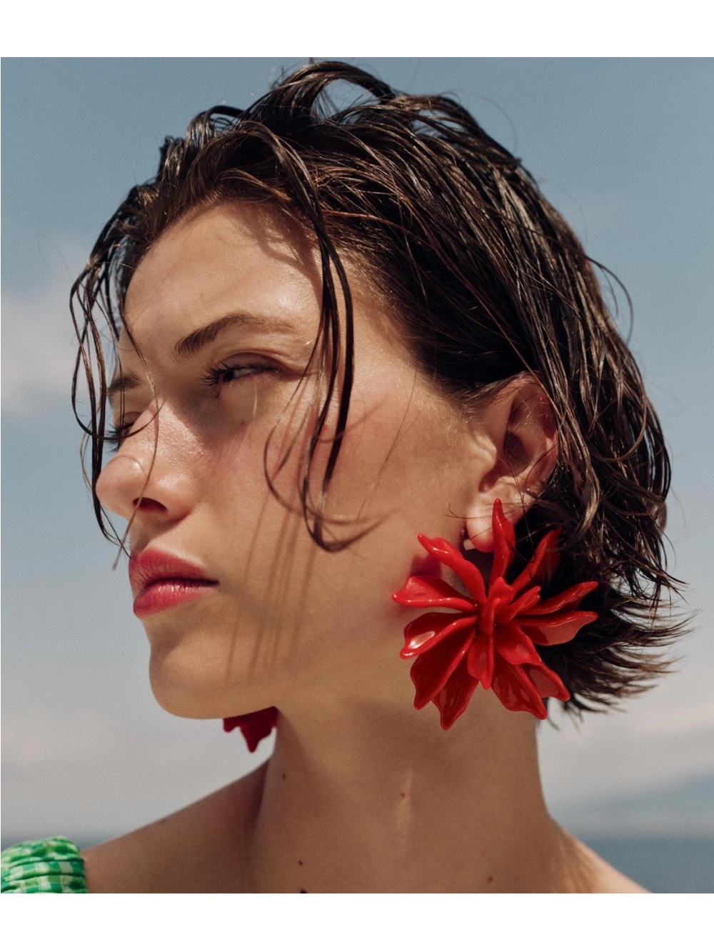 Zara maxi embossed Red Floral Petal Statement Earrings